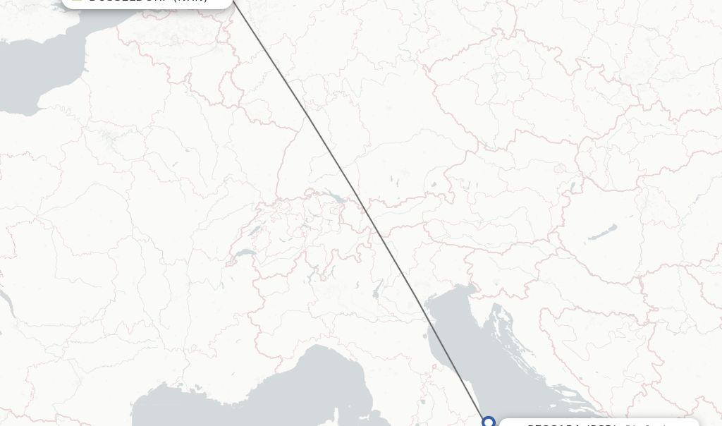 Flights from Dusseldorf to Pescara route map