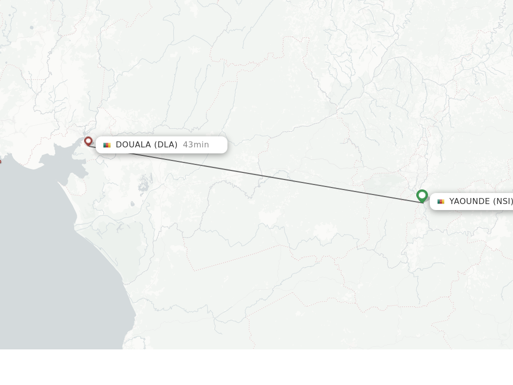 Flights from Yaounde to Douala route map