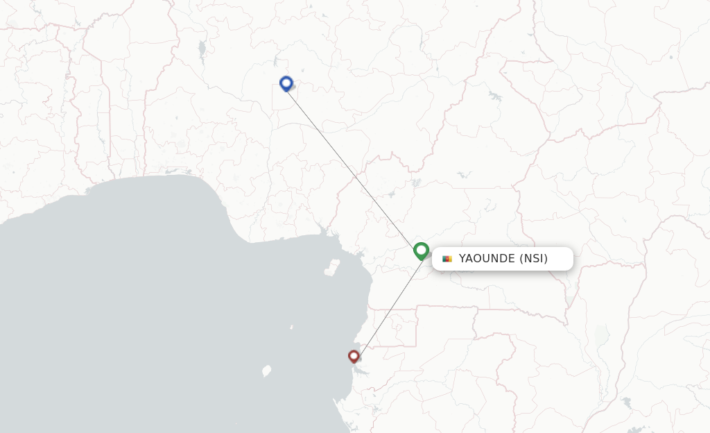 Route map with flights from Yaounde with ASKY Airlines