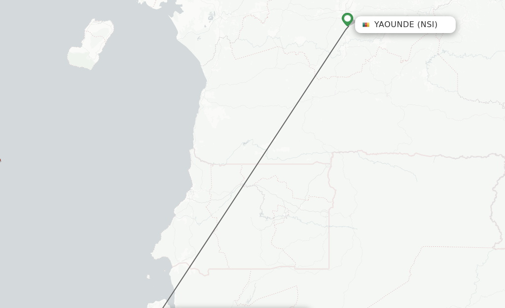 Flights from Yaounde to Libreville route map