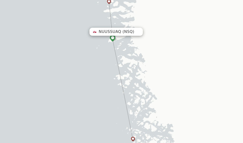Route map with flights from Nuussuaq with Air Greenland