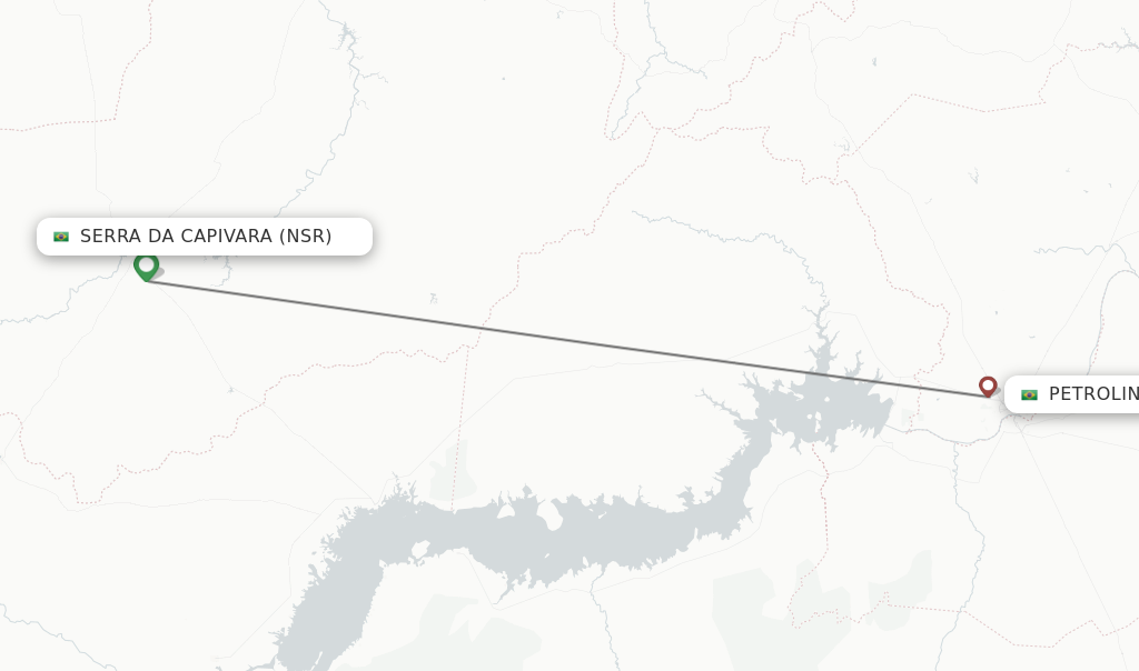 Flights from Serra da Capivara to Petrolina route map