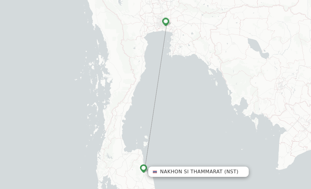 Route map with flights from Nakhon Si Thammarat with Thai Vietjet Air