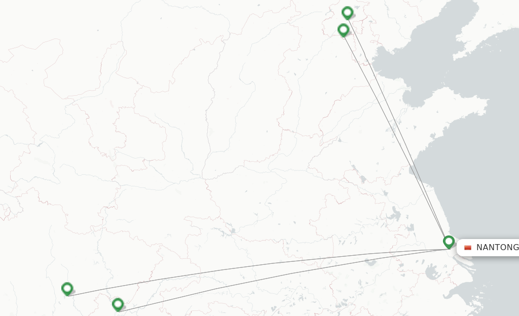 Route map with flights from Nantong with Air China