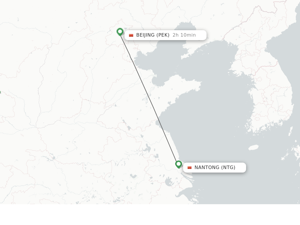 Flights from Nantong to Beijing route map