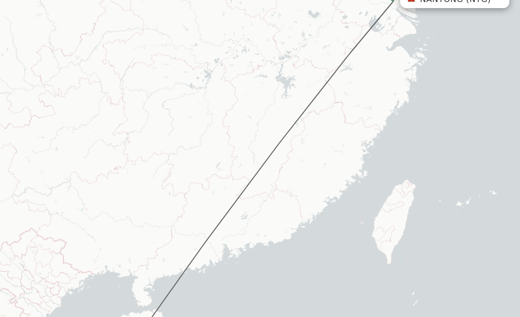 Flights from Nantong to Sanya route map