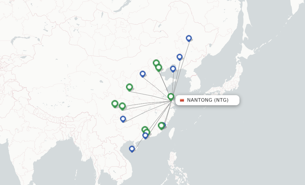 Route map with flights from Nantong with Shenzhen Airlines