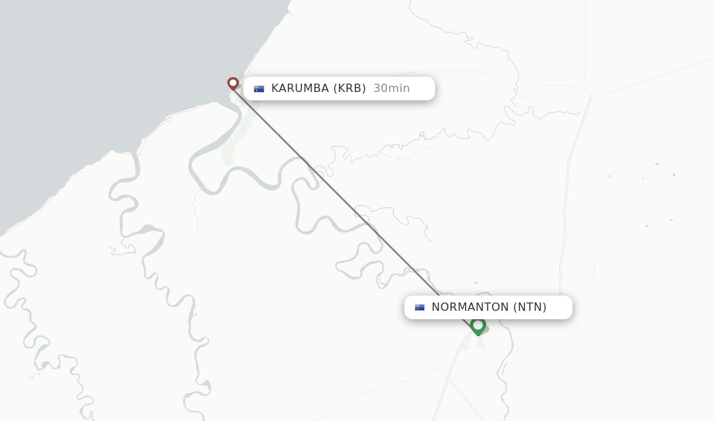Flights from Normanton to Karumba route map