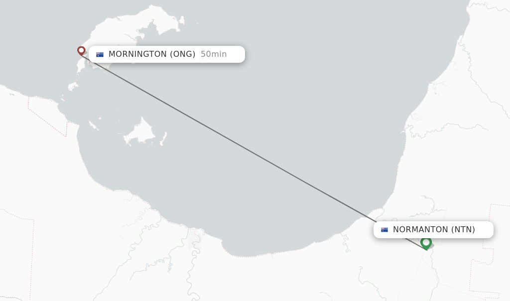 Flights from Normanton to Mornington route map