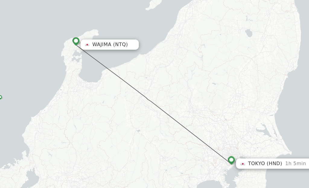 Flights from Wajima to Tokyo route map