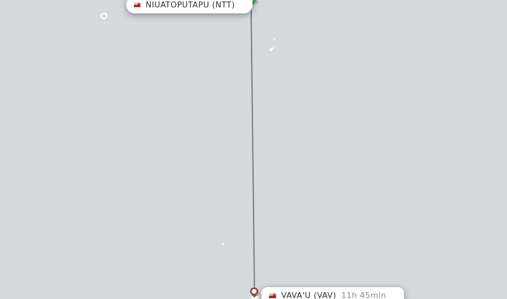 Flights from Vava'u to Niuatoputapu route map