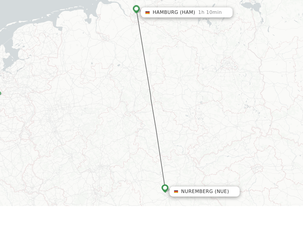 Flights from Nuremberg to Hamburg route map
