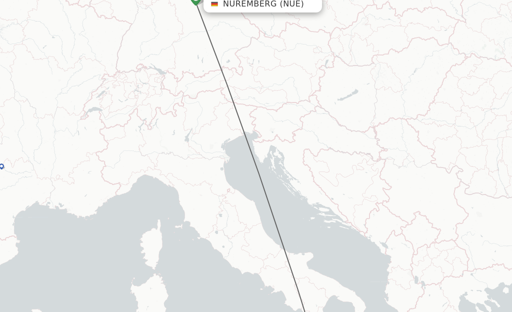 Flights from Nuremberg to Lamezia-Terme route map