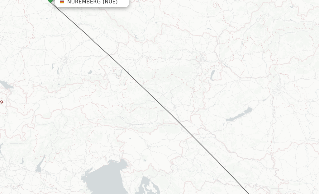 Flights from Nuremberg to Tuzla route map