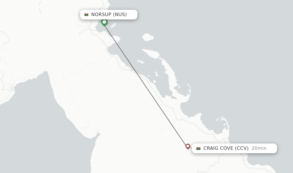 Flights from Norsup to Craig Cove route map