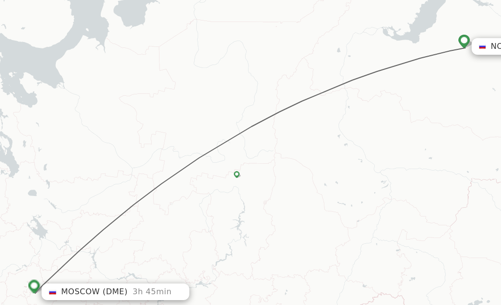 Flights from Novyj Urengoj to Moscow route map