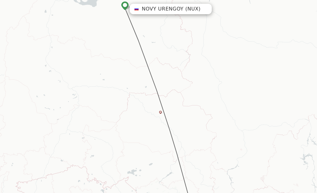 Flights from Novyj Urengoj to Gorno-Altaysk route map