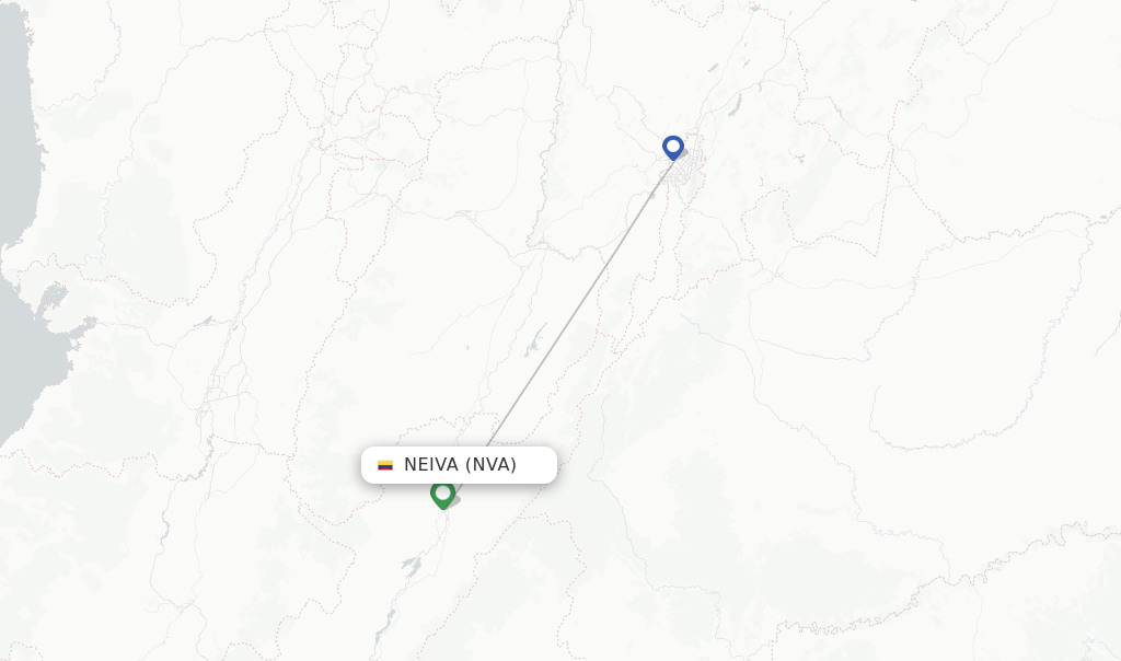 Route map with flights from Neiva with AVIANCA