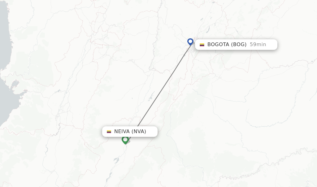 Flights from Neiva to Bogota route map