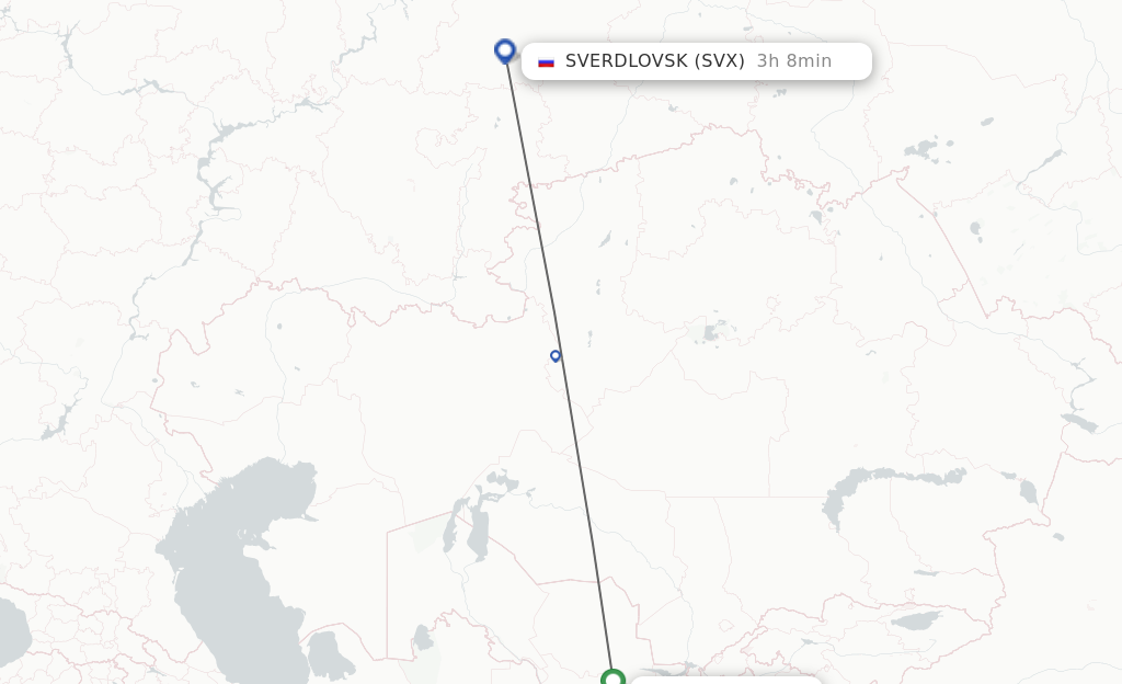 Flights from Navoi to Yekaterinburg route map