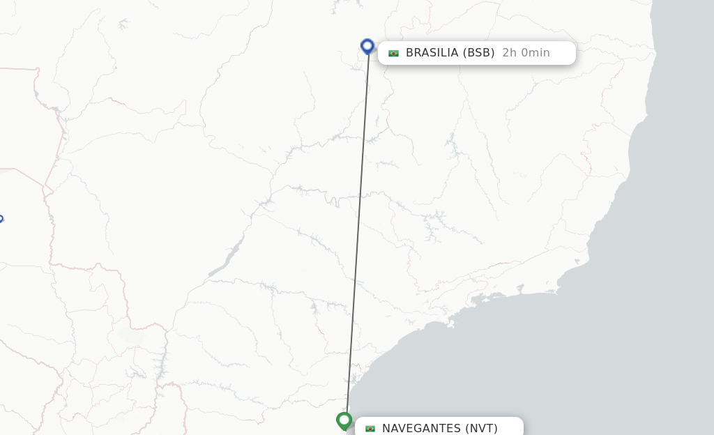 Flights from Navegantes to Brasilia route map