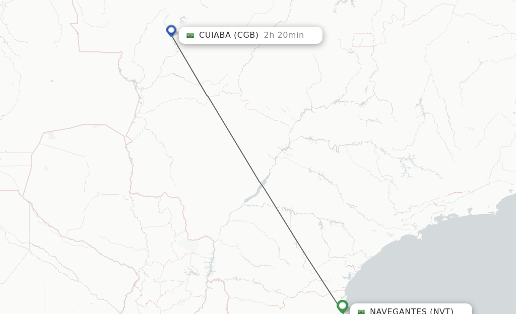 Flights from Navegantes to Cuiaba route map