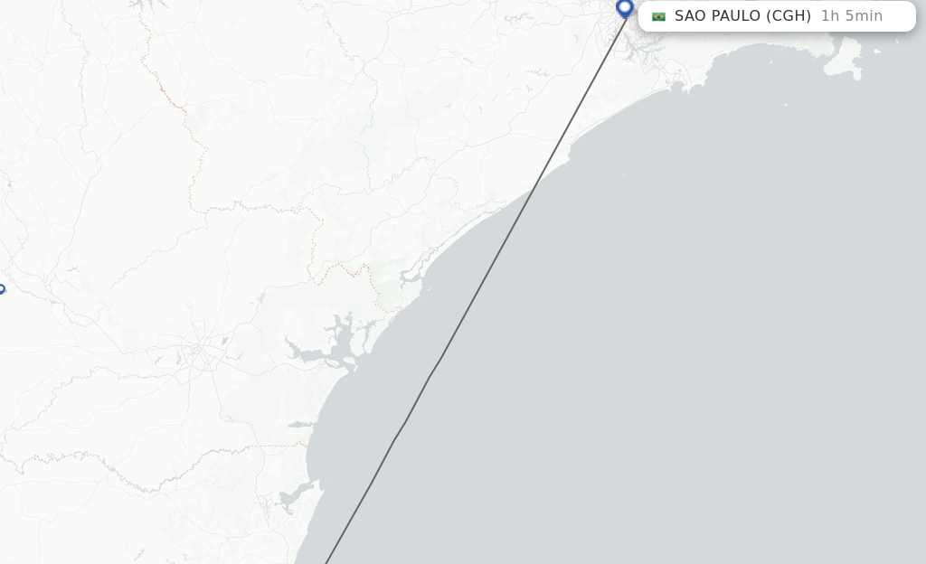 Flights from Navegantes to Sao Paulo route map