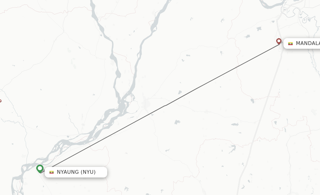 Flights from Mandalay to Nyaung-u route map