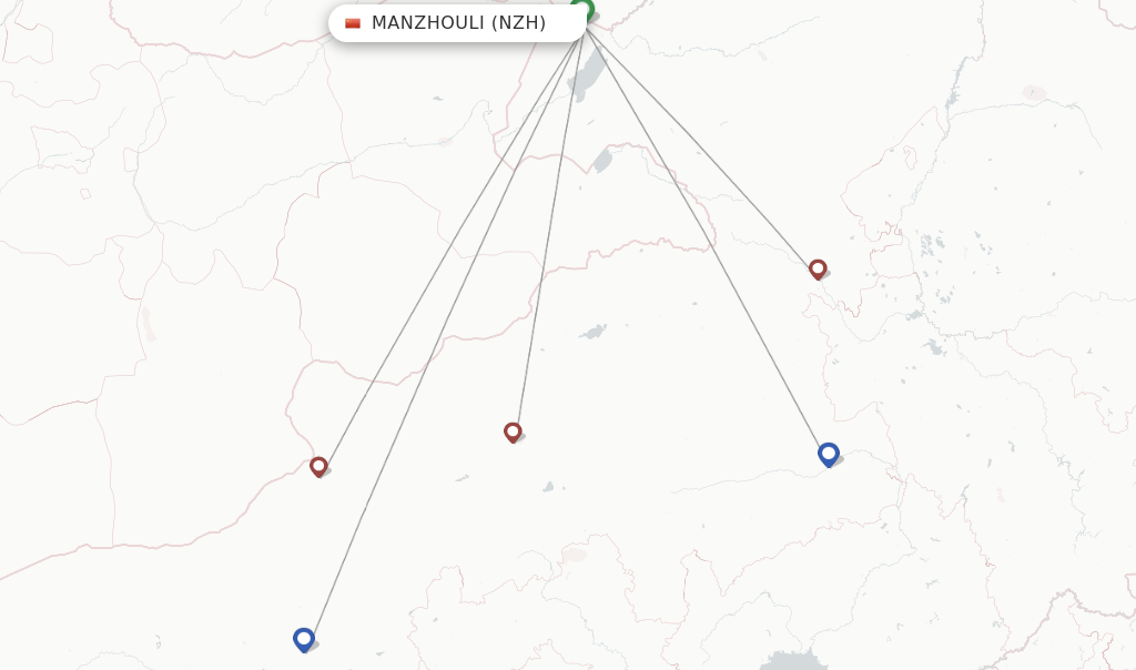 Route map with flights from Manzhouli with Gestair