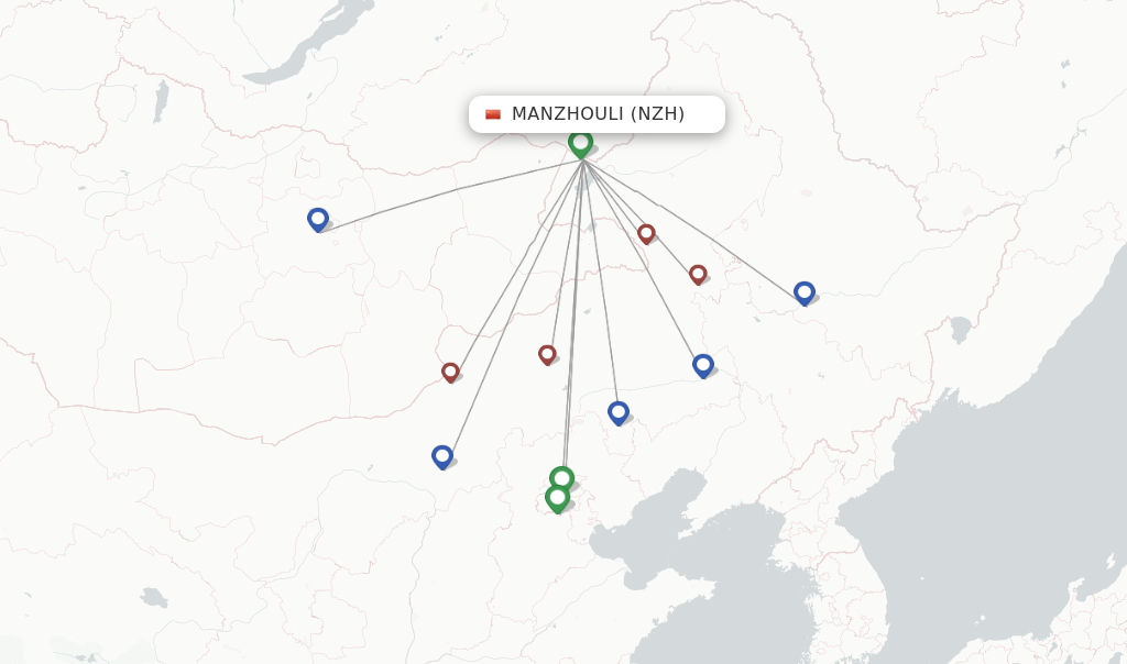 Flights from Manzhouli to Irkutsk route map