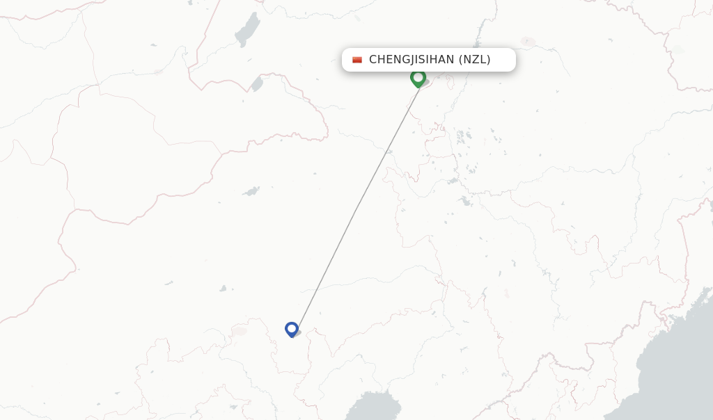 Route map with flights from Chengjisihan with Genghis Khan Airlines