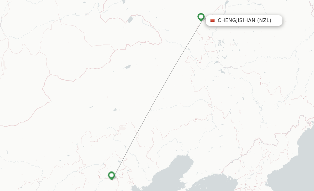 Route map with flights from Chengjisihan with Hebei Airlines