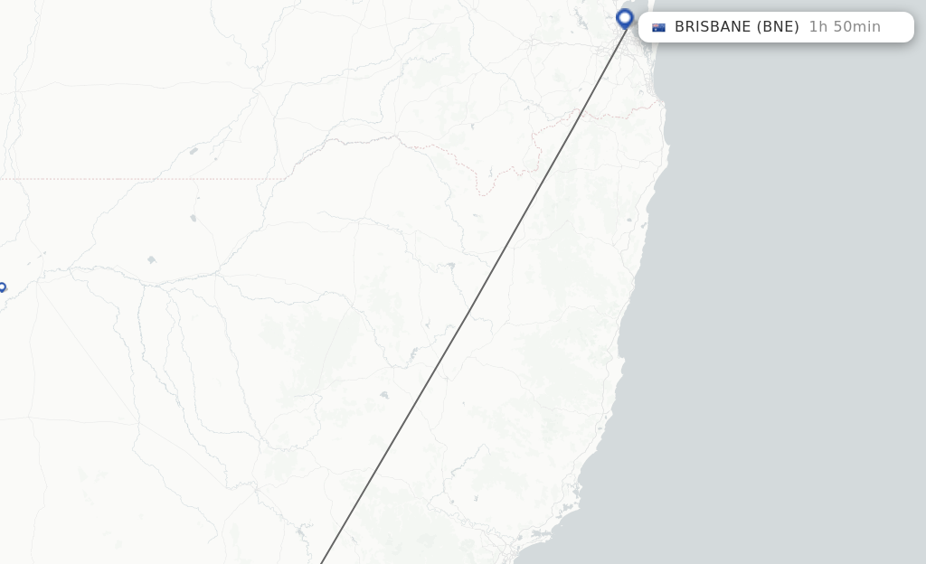 Flights from Orange to Brisbane route map