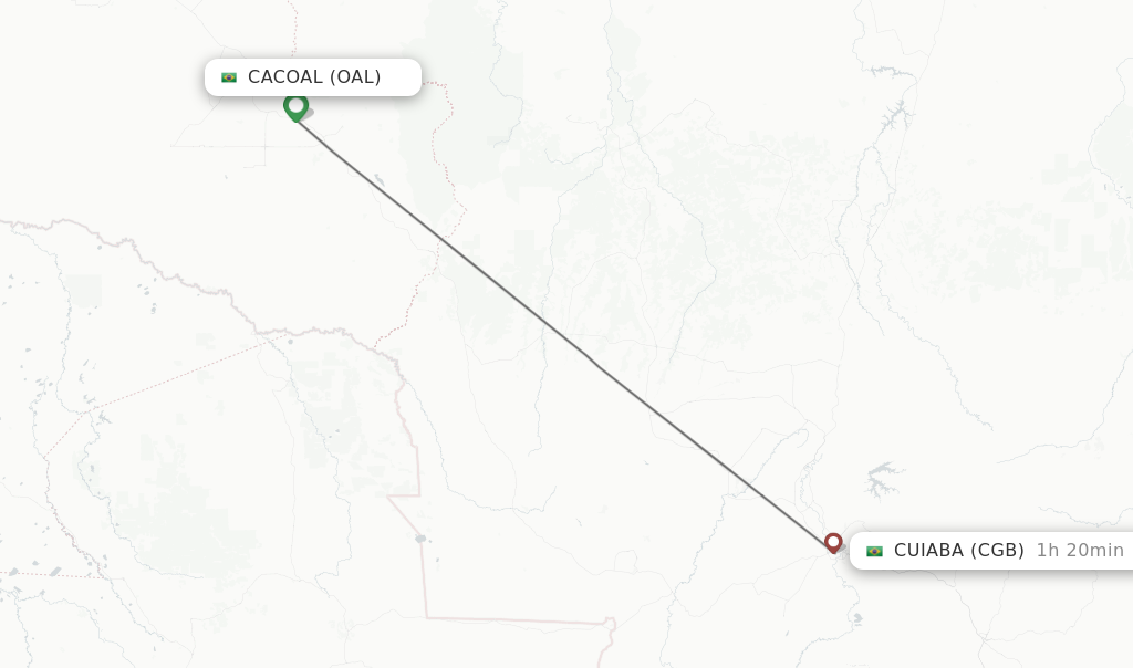 Flights from Cacoal to Cuiaba route map