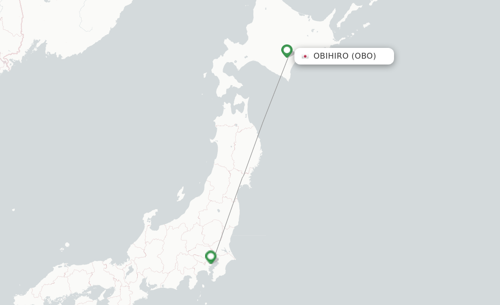 Route map with flights from Obihiro with ANA