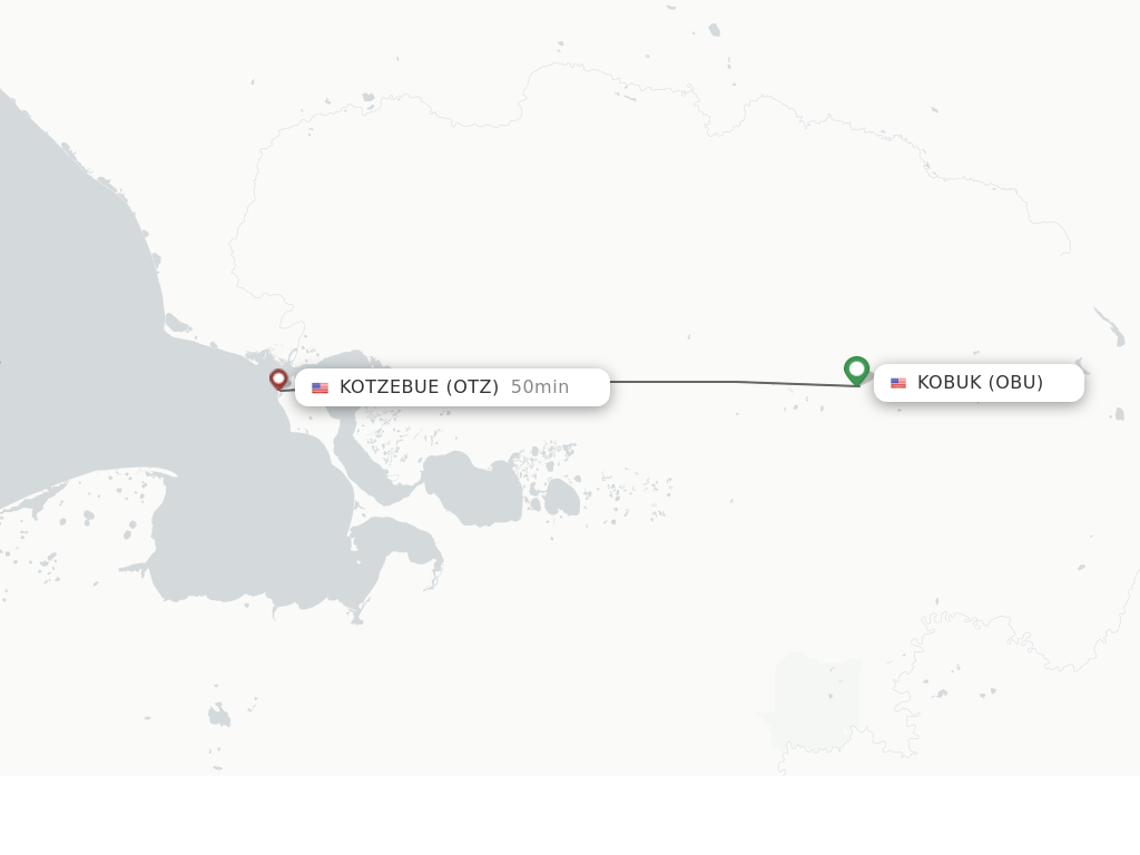 Flights from Kobuk to Kotzebue route map