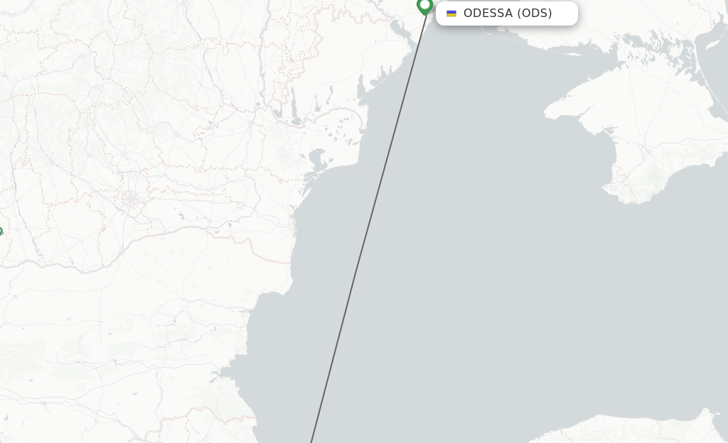 Flights from Odessa to Istanbul route map