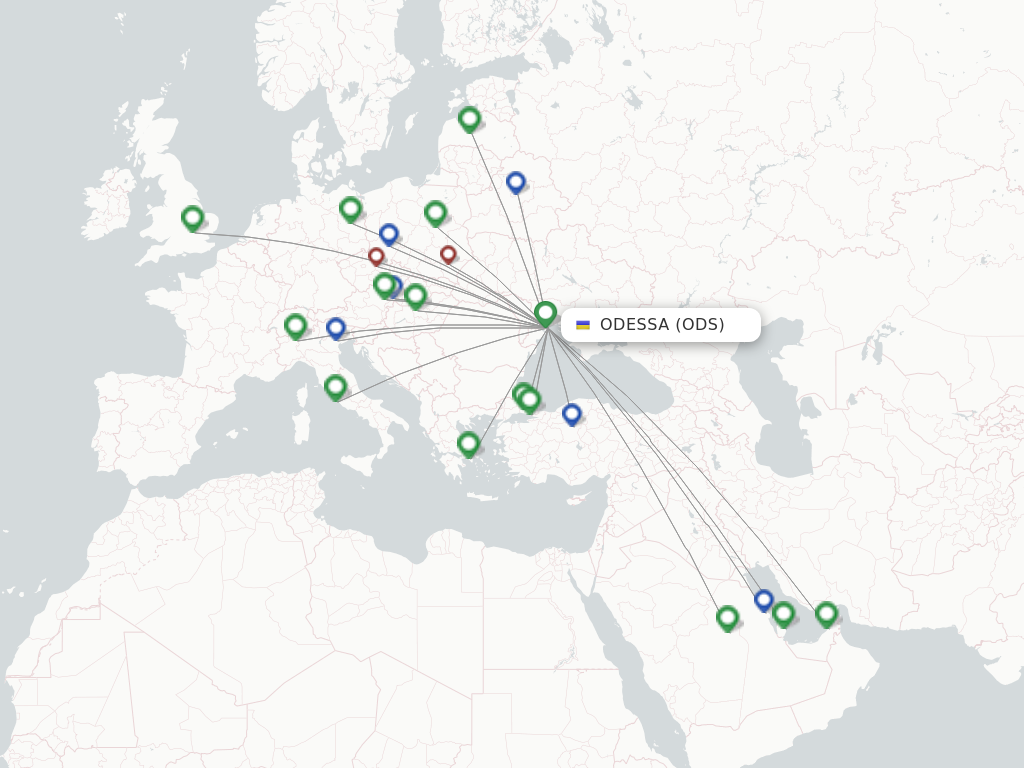 Flights from Odessa to Berlin route map