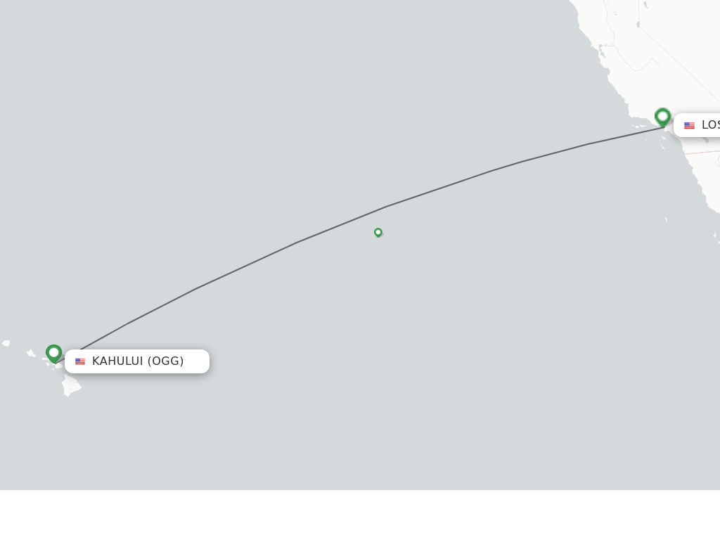 Flights from Kahului to Los Angeles route map