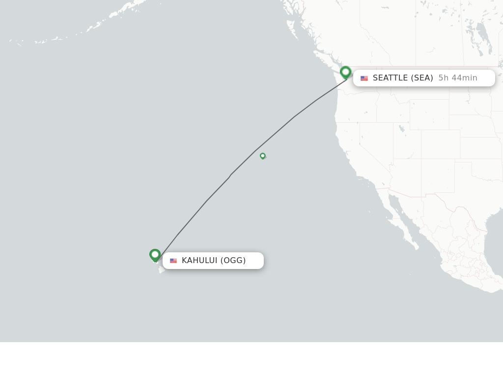Flights from Kahului to Seattle route map