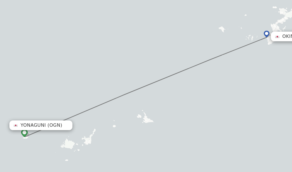 Flights from Yonaguni to Okinawa route map