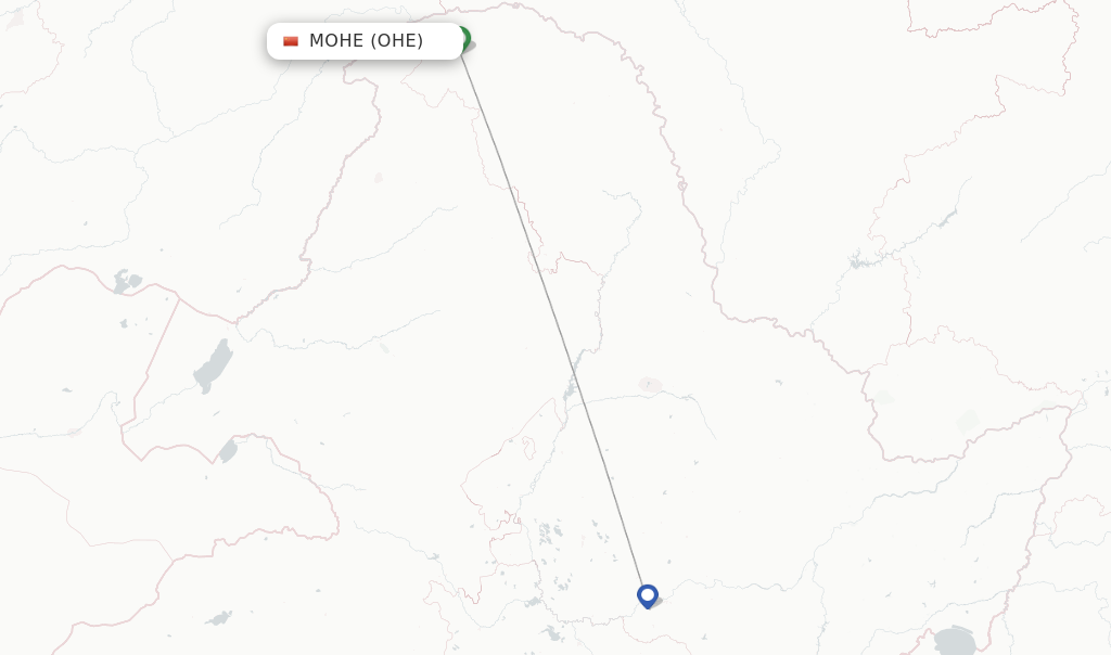 Route map with flights from Mohe with China Southern