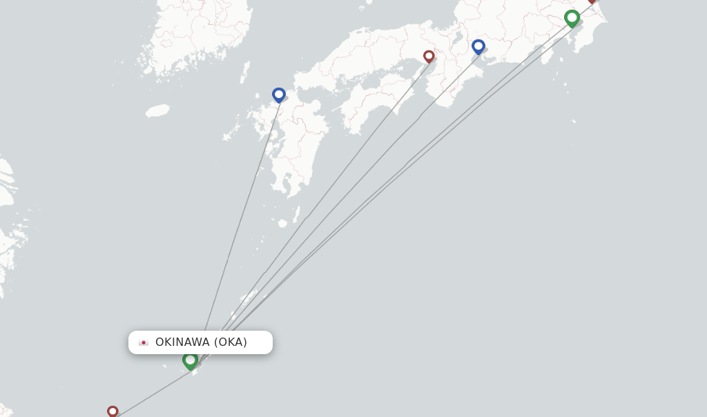 Route map with flights from Okinawa with Skymark Airlines