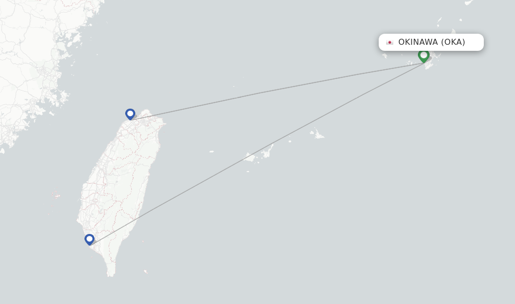 Route map with flights from Okinawa with China Airlines