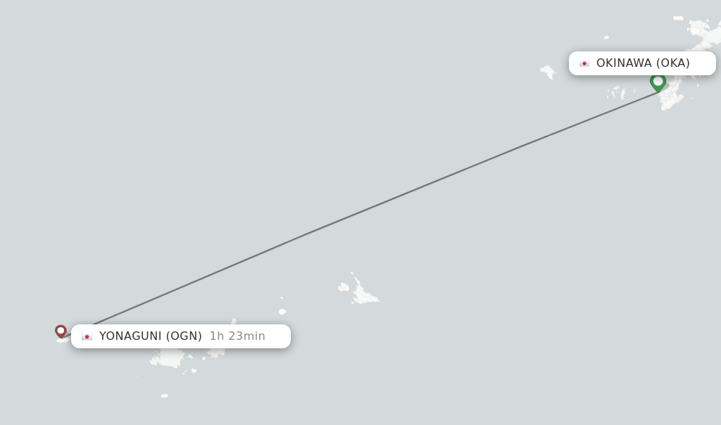 Flights from Okinawa to Yonaguni route map