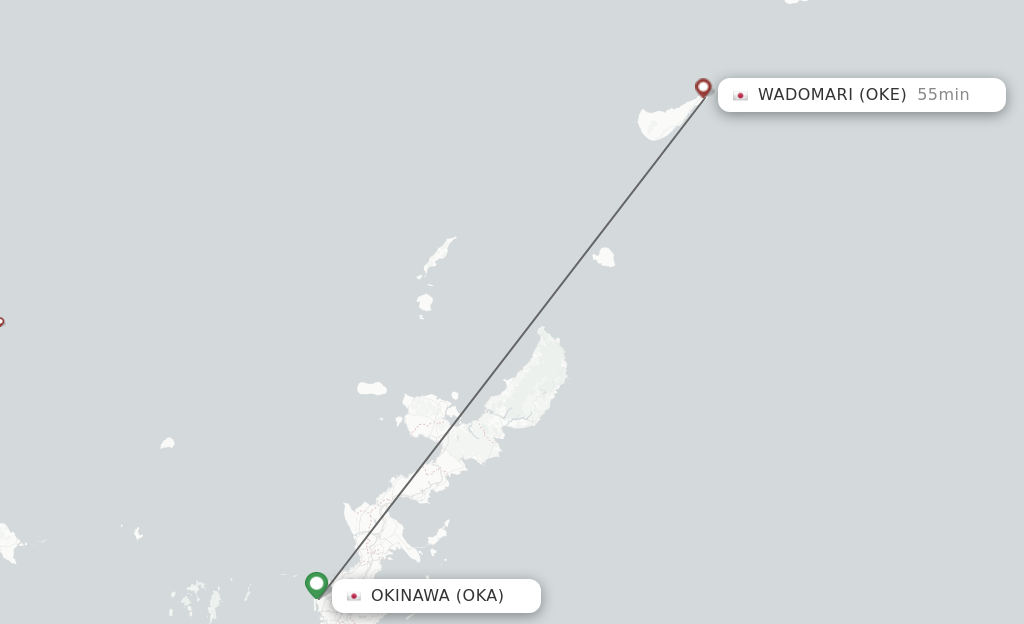 Flights from Okinawa to Wadomari route map