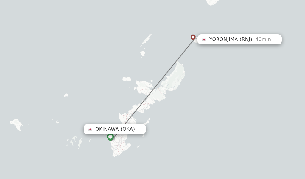 Flights from Okinawa to Yoronjima route map
