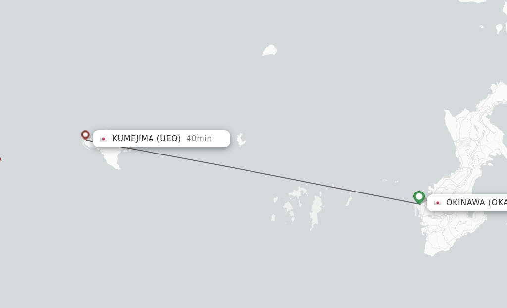 Flights from Okinawa to Kume-jima route map