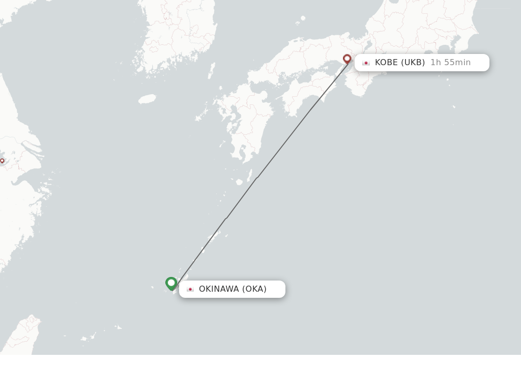 Flights from Okinawa to Kobe route map