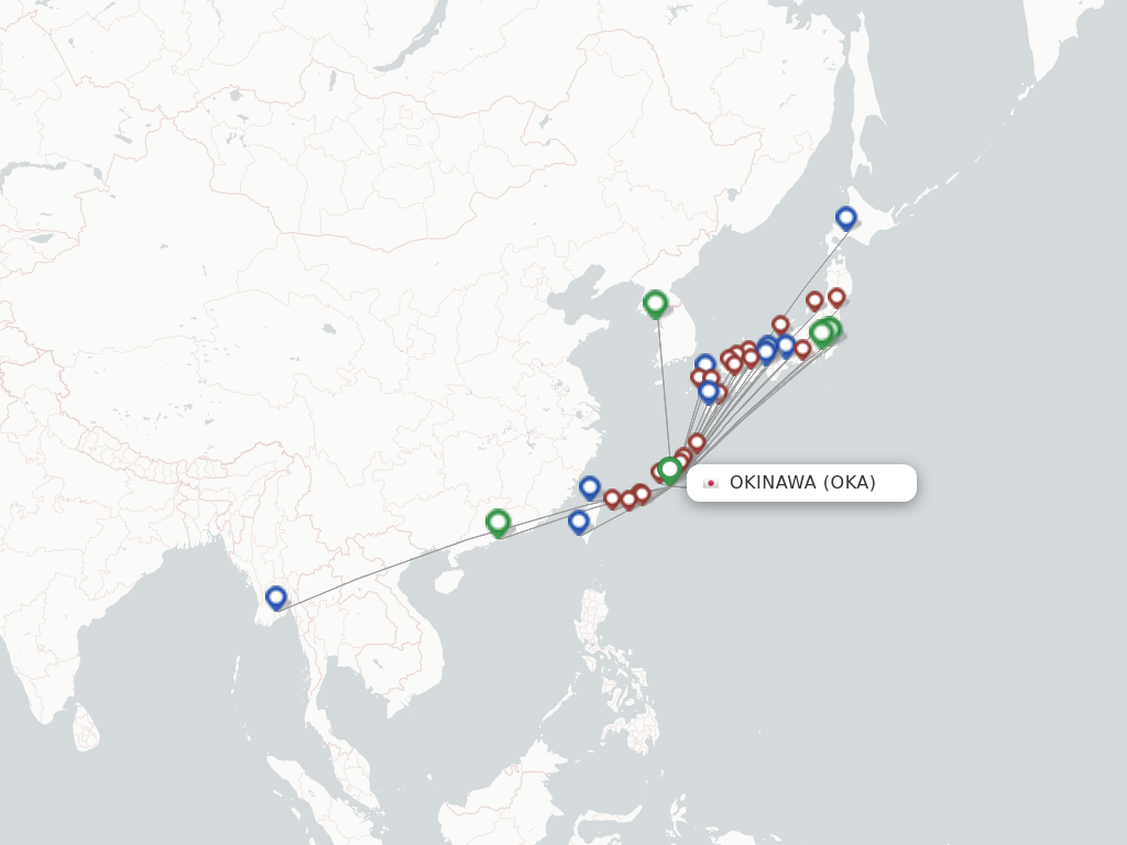 Flights from Okinawa to Hiroshima route map